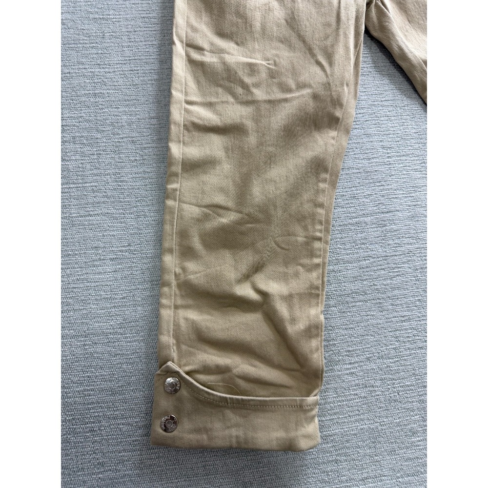 T&Y Fashion Capri Pants Womens 5/6 Beige Skinny Leg Cuffed Hem Ankle Button - Picture 6 of 16